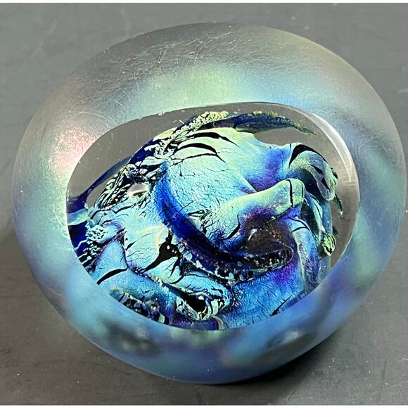 1989 Mark Wells Art Glass Paperweight Vintage - Picture 10 of 15